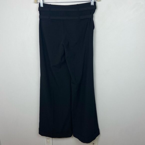 Anthropologie Black Wide Leg Pants Elevenses Size 2 Tie Waist Trousers Belted - Picture 4 of 10